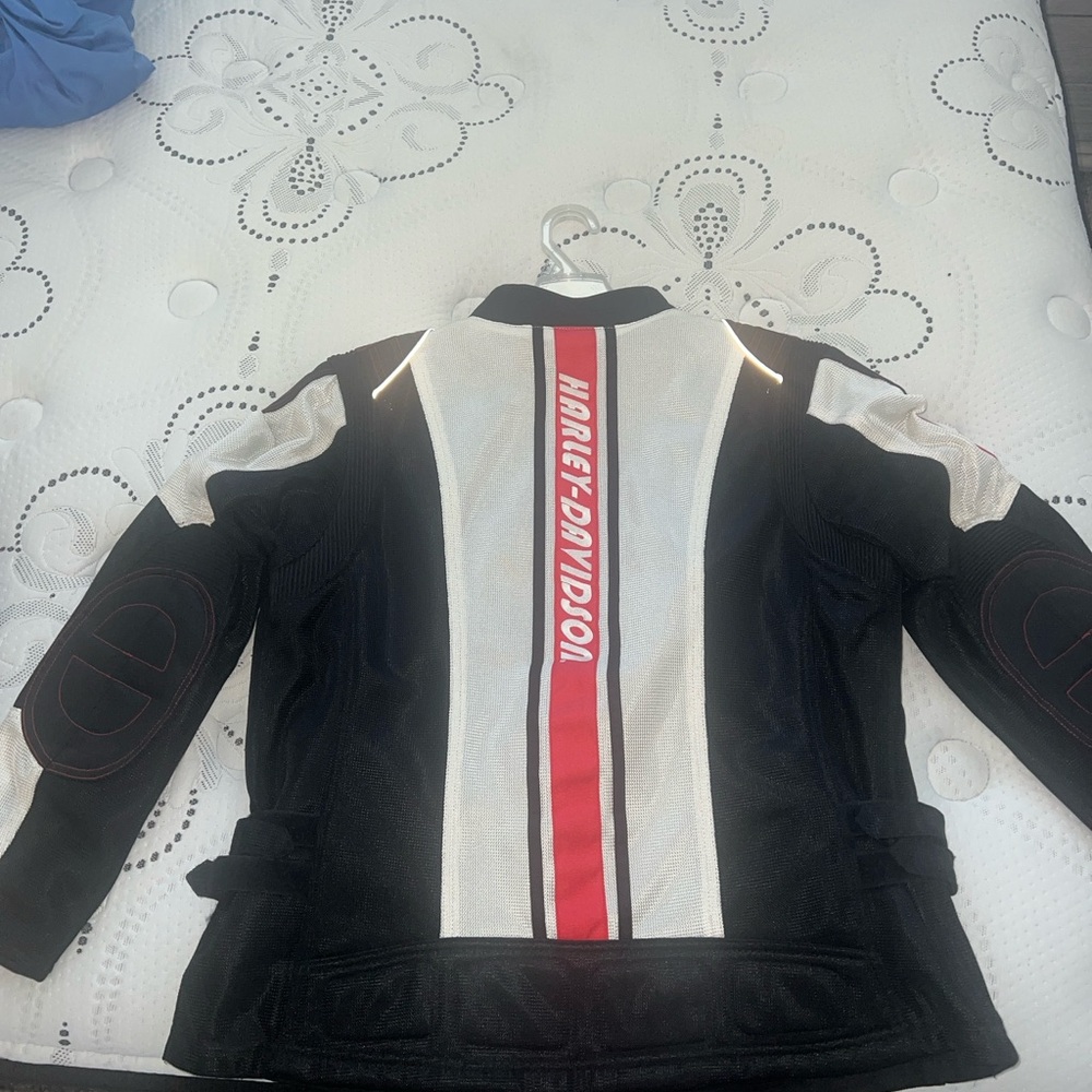 Harley-Davidson Black and White Riding Jacket with Red Stripe
